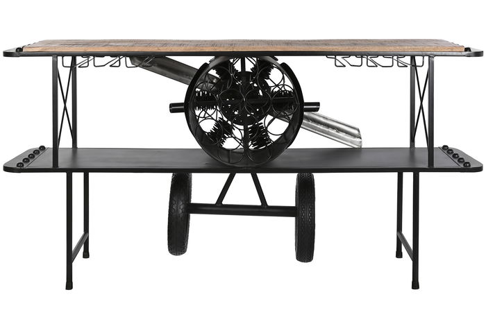 DKD Home Decor Consola Avion Negro Natural Metal Madera 191 x 91 x 58 cm