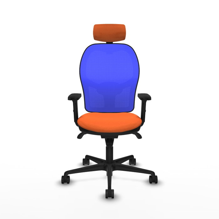 PIQUERAS Y CRESPO Silla de oficina Jorquera con mecanismo Sincro, Tela Naranja y Malla Azul PIQUERAS Y CRESPO Silla de oficina Jorquera con mecanismo Sincro, Tela Naranja y Malla Azul