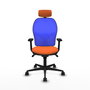 PIQUERAS Y CRESPO Silla de oficina Jorquera con mecanismo Sincro, Tela Naranja y Malla Azul