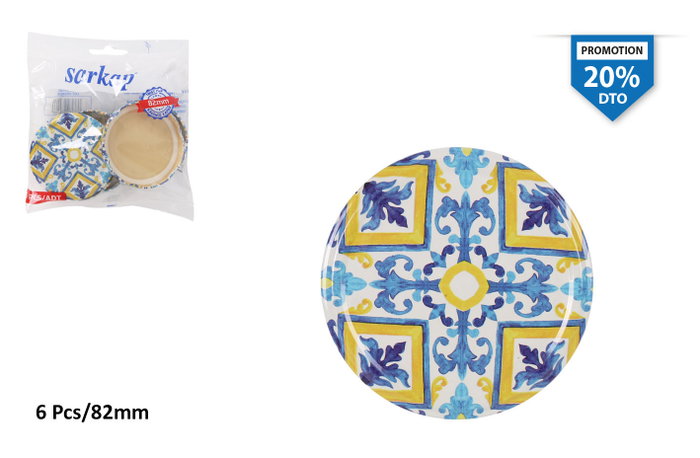Inde Set 6 Tapas 82T Twist Off "Mosaic" (24 Cajas) Inde Set 6 Tapas 82T Twist Off "Mosaic" (24 Cajas)