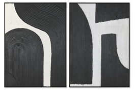 DKD Home Decor Cuadro Madera Abstracto Surtido de 2 Piezas
