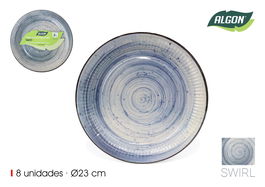 Inde Plato de Cartón Rojo Swirl 23 cm - Juego de 8 Platos para Fiestas o Picnic (24 Unidades)