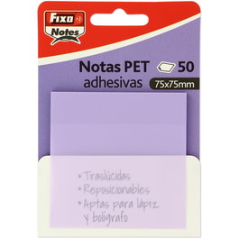 FIXO Notas Adhesivas Translúcidas Lavanda Pastel 75x75 mm (Set de 24) đem