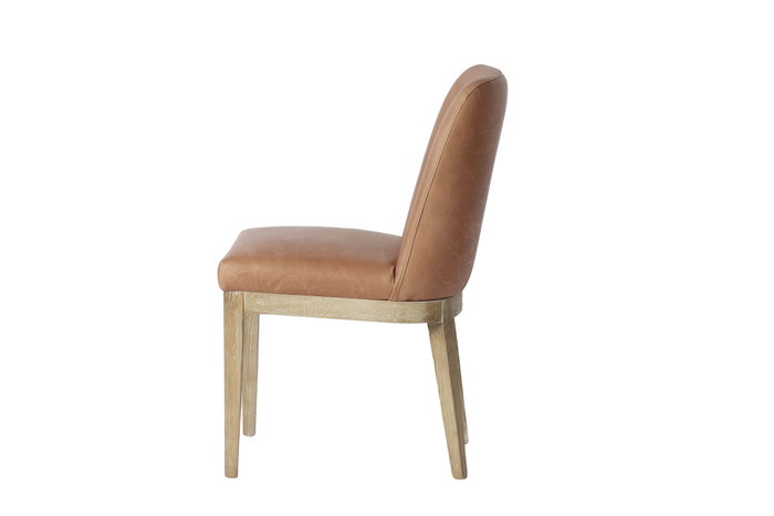 DKD Home Decor Silla de Fresno y Piel Blanco Decapé