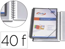 Pardo Carpeta Escaparate con Espiral 40 Fundas Folio Personalizable Color Negro