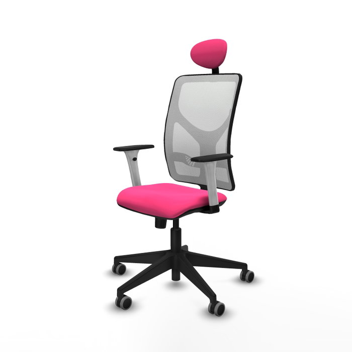 PIQUERAS Y CRESPO Silla de oficina Motilla Rosa y Blanco con Mecanismo Sincro