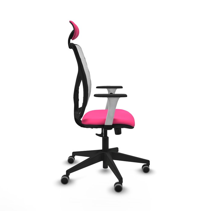 PIQUERAS Y CRESPO Silla de oficina Motilla Rosa y Blanco con Mecanismo Sincro