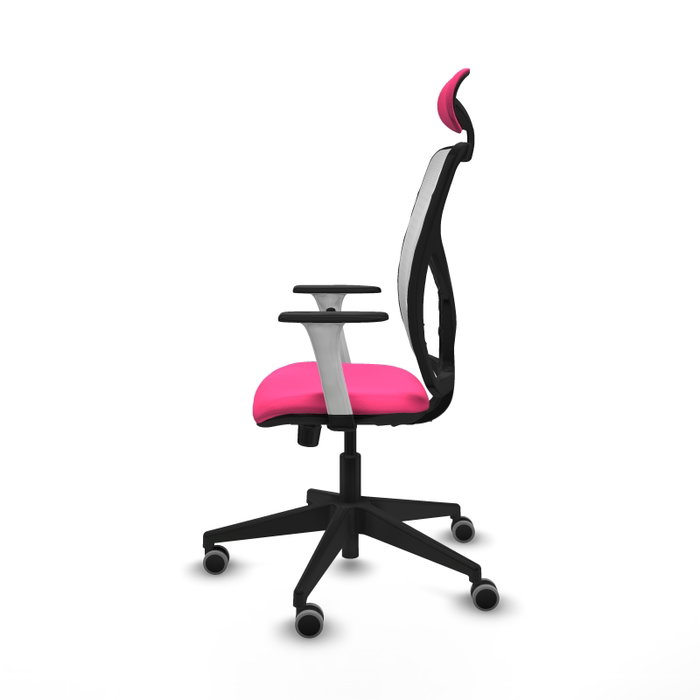 PIQUERAS Y CRESPO Silla de oficina Motilla Rosa y Blanco con Mecanismo Sincro