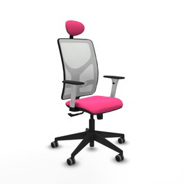 PIQUERAS Y CRESPO Silla de oficina Motilla Rosa y Blanco con Mecanismo Sincro
