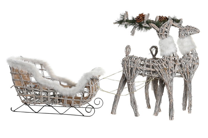 DKD Home Decor Blanco 30 x 37 x 60 cm Set de 3 Decoracion Navidad Alpina