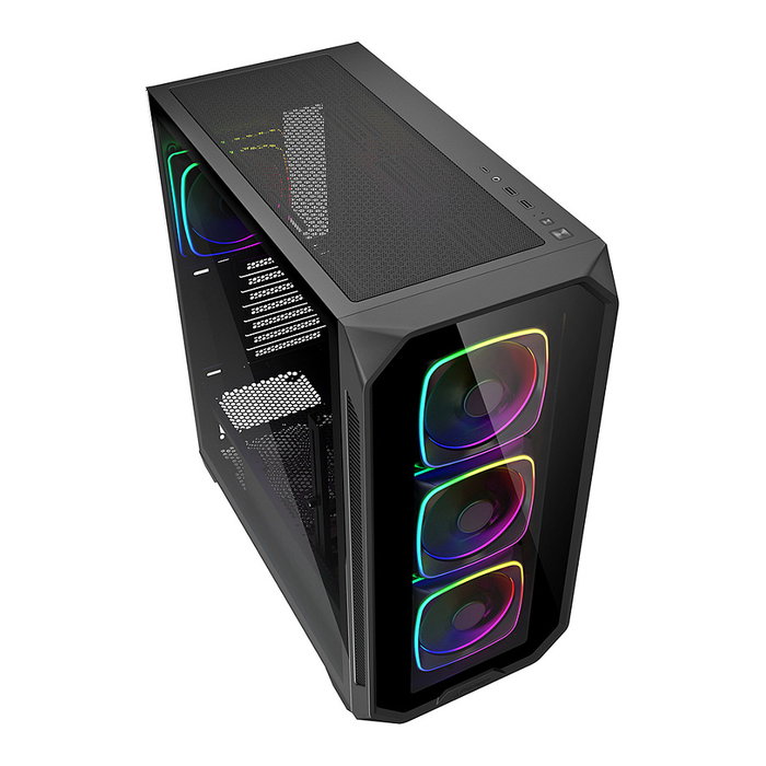Sharkoon AK5G RGB Midi Tower Negro con Panel de Cristal Templado y 4 Ventiladores RGB Preinstalados