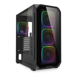 Sharkoon AK5G RGB Midi Tower Negro con Panel de Cristal Templado y 4 Ventiladores RGB Preinstalados