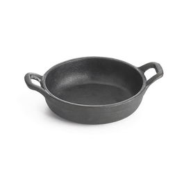 TABLECRAFT - CW30102/6 - Pack de 6 unidades - Cazuelita miniatura redonda 235 ml - 12,5 x 12,5 x 4 cm - 16,5 cm Ø con asa - Negro