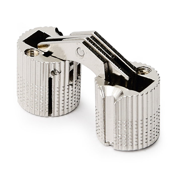 HERRAJES ALK Bisagra Invisible Redonda Duoton Mesa Abatible Acabado Níquel Diámetro 16 mm Latón