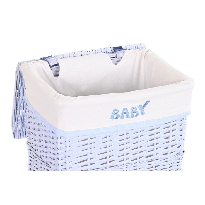 DKD Home Decor Set de 5 Cestas para la Ropa de Mimbre y Poliéster, Azul Celeste DKD Home Decor Set de 5 Cestas para la Ropa de Mimbre y Poliéster, Azul Celeste