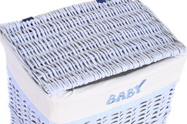 DKD Home Decor Cesta Ropa Baby Azul Celeste 34 x 56 x 44 cm Set de 5 Piezas Mimbre Poliester