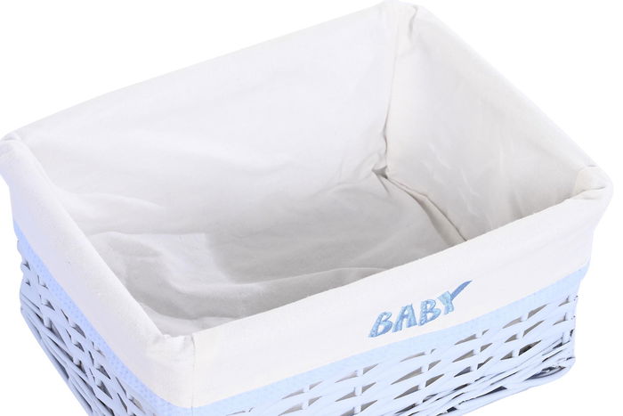 DKD Home Decor Cesta Ropa Baby Azul Celeste 34 x 56 x 44 cm Set de 5 Piezas Mimbre Poliester