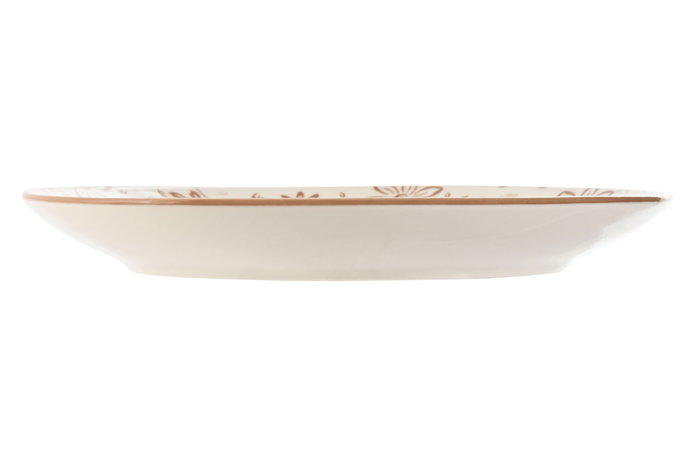 DKD Home Decor Set de 4 Platos de Porcelana Flores Beige