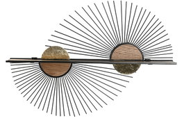 DKD Home Decor Estanteria Pared Negro Natural Metal MDF 70 x 12 x 51 cm
