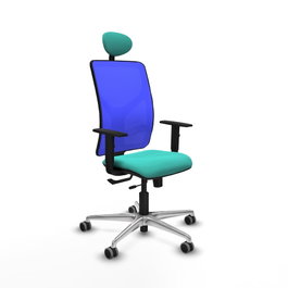 PIQUERAS Y CRESPO Silla de oficina Motilla con mecanismo Sincro/Traslack, Turquesa y Azul