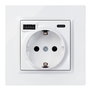 Simon - Base de Enchufe Empotrar Simon 10, 1 Toma Schuko + 2 Puertos USB A y C 10.5W, 16A 250V, Color Blanco