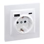 Simon - Base de Enchufe Empotrar Simon 10, 1 Toma Schuko + 2 Puertos USB A y C 10.5W, 16A 250V, Color Blanco