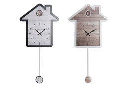 DKD Home Decor Reloj de Pared Scandi Natural Blanco 5 x 56 x 32 cm (2 Unidades)