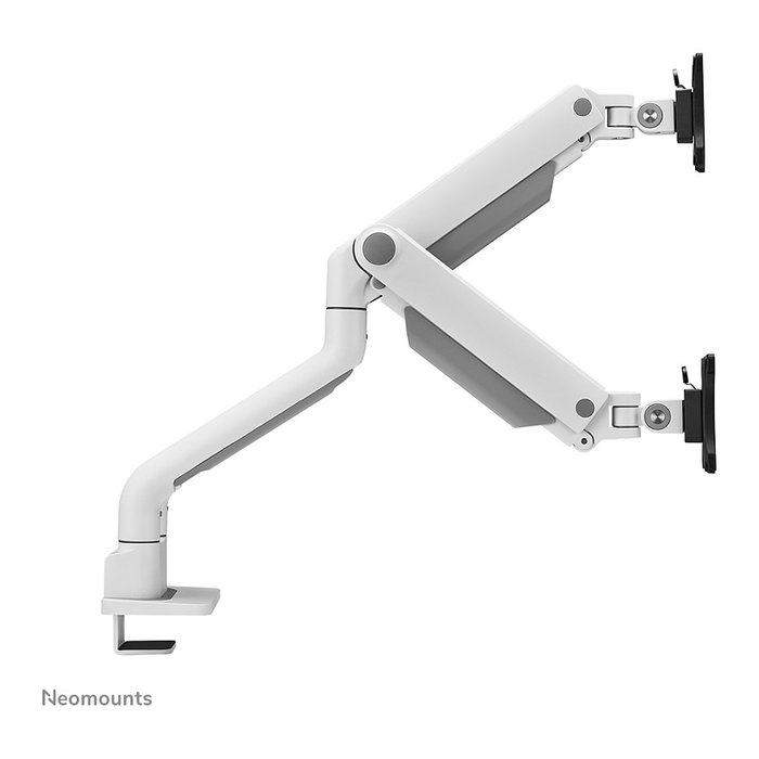 Newstar DS70S-950WH2 Brazo de monitor de gas para pantallas de 17 a 35 pulgadas, montaje en escritorio, soporte doble, blanco, capacidad 18 kg, VESA 100x100/75x75 mm