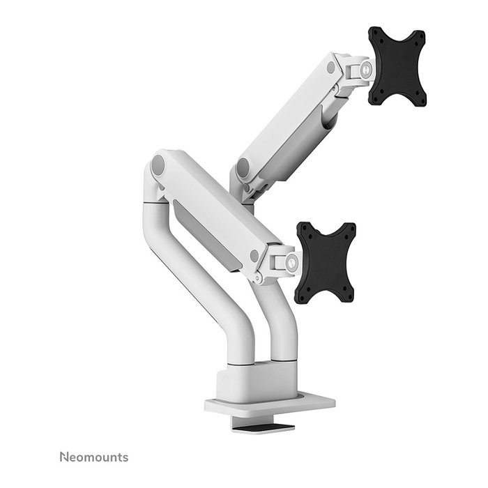 Newstar DS70S-950WH2 Brazo de monitor de gas para pantallas de 17 a 35 pulgadas, montaje en escritorio, soporte doble, blanco, capacidad 18 kg, VESA 100x100/75x75 mm