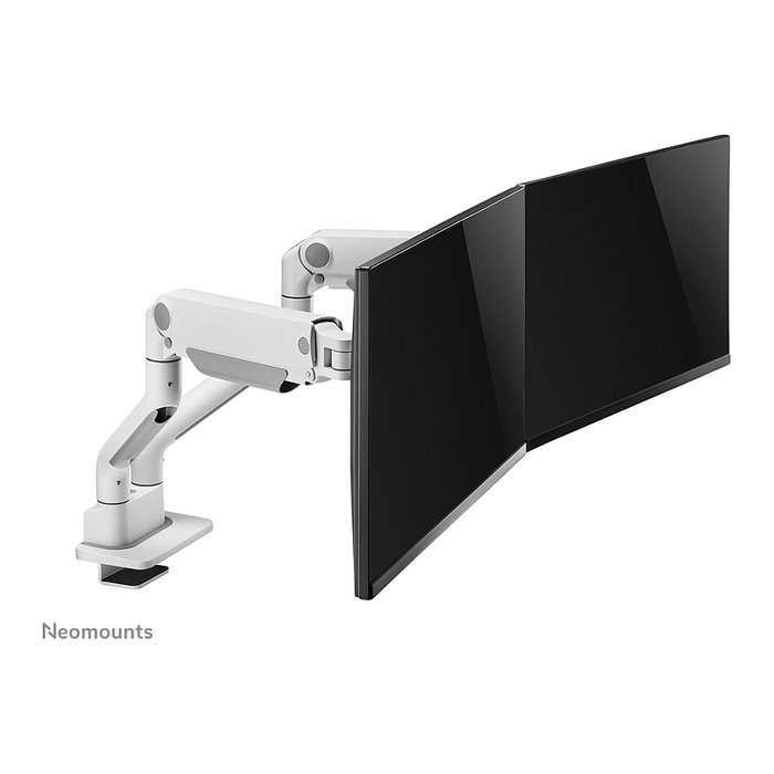 Newstar DS70S-950WH2 Brazo de monitor de gas para pantallas de 17 a 35 pulgadas, montaje en escritorio, soporte doble, blanco, capacidad 18 kg, VESA 100x100/75x75 mm