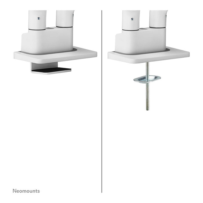 Newstar DS70S-950WH2 Brazo de monitor de gas para pantallas de 17 a 35 pulgadas, montaje en escritorio, soporte doble, blanco, capacidad 18 kg, VESA 100x100/75x75 mm