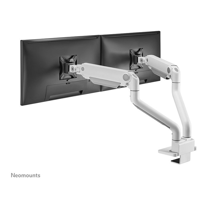 Newstar DS70S-950WH2 Brazo de monitor de gas para pantallas de 17 a 35 pulgadas, montaje en escritorio, soporte doble, blanco, capacidad 18 kg, VESA 100x100/75x75 mm