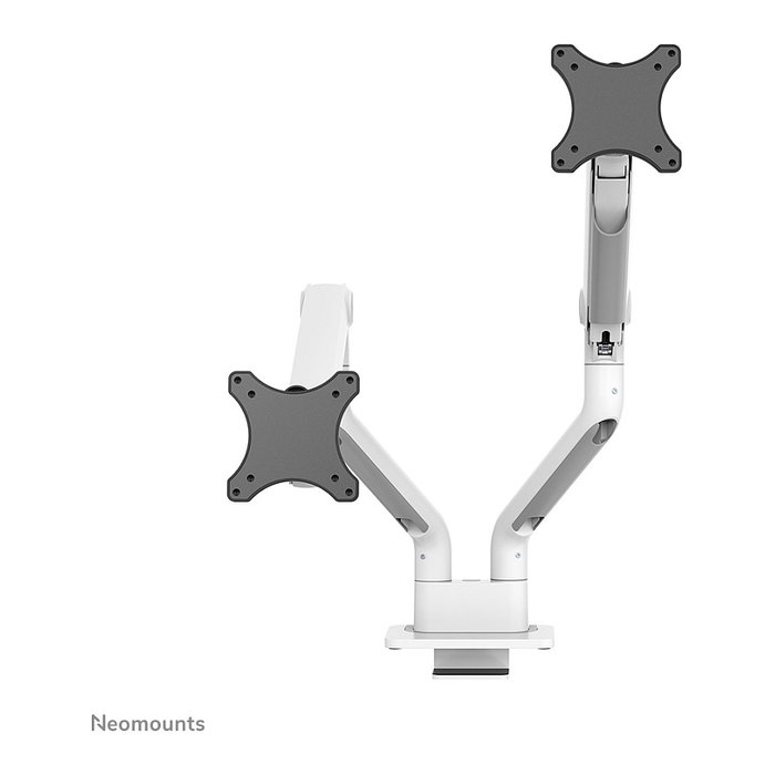 Newstar DS70S-950WH2 Brazo de monitor de gas para pantallas de 17 a 35 pulgadas, montaje en escritorio, soporte doble, blanco, capacidad 18 kg, VESA 100x100/75x75 mm