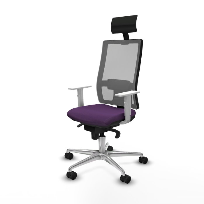 PIQUERAS Y CRESPO Silla de oficina Horna con mecanismo Sincro, Tela Morada y Malla Gris