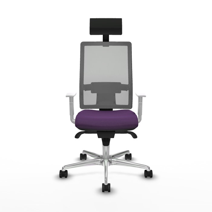 PIQUERAS Y CRESPO Silla de oficina Horna con mecanismo Sincro, Tela Morada y Malla Gris