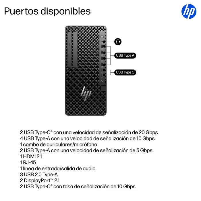 HP Z1 Tower G1i Workstation - Intel Core Ultra 7 265 - 32 GB RAM DDR5 - 1 TB SSD - NVIDIA GeForce RTX 5060 8 GB - Windows 11 Pro - Torre AI PC - Wolf Pro Security
