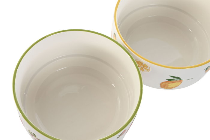 DKD Home Decor Frutas 24 Ensaladera Moderno Amarillo Rojo 21 x 12 x 21 cm (2 Unidades)