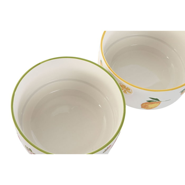 DKD Home Decor Set de 2 Ensaladeras de Porcelana Frutas 24 DKD Home Decor Set de 2 Ensaladeras de Porcelana Frutas 24