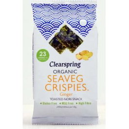 CLEARSPRING Alga Nori Snack con Jengibre, 4g - Orgánico, Vegano y Sin Gluten, Ideal para Sushi o Ensaladas