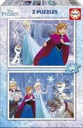 Educa Puzzle 2X48 Frozen 16852 Puzzle de madera para niños 48 piezas 28x20 cm