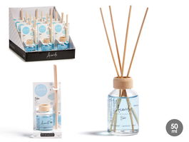ACORDE Mikado 50 ml Bebé Varilla Ambientador Difusor Aroma Azul Vidrio Palma Ratán Madera Plástico 7 x 5 x 17 cm (Set de 12)