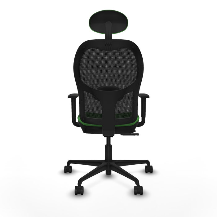 Silla de oficina Jorquera con mecanismo Sincro/Traslack tapizada con Tela color Verde y malla color Negro. Equipada con lumbar 1D, Brazos 1D, Cabecero Fijo y Ruedas 65mm nailon Silla de oficina Jorquera con mecanismo Sincro/Traslack tapizada con Tela color Verde y malla color Negro. Equipada con lumbar 1D, Brazos 1D, Cabecero Fijo y Ruedas 65mm nailon