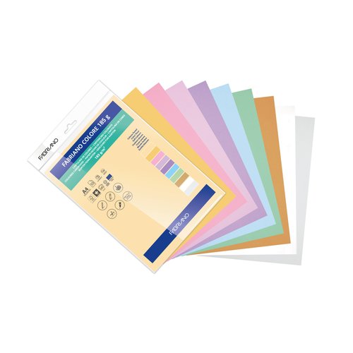 Cartulina A4 Fabriano Colore 185G Paquete De 10 Colores Pastel