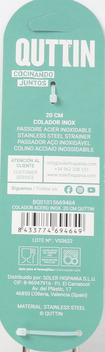 Quttin Colador de Acero Inoxidable 20cm