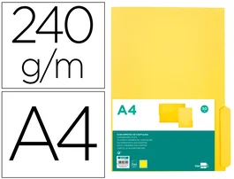 Liderpapel Subcarpeta de cartulina con pestaña derecha, color amarillo, A4