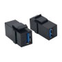 VALUE 25.99.8207 Módulo Keystone USB 3.2 Gen 1 Tipo A/A Plano Negro, Conector Hembra Dual