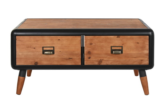 DKD Home Decor Mesa de Centro de Abeto y Metal Marrón Oscuro