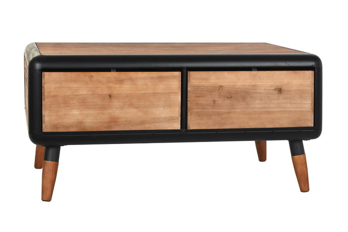 DKD Home Decor Mesa de Centro de Abeto y Metal Marrón Oscuro