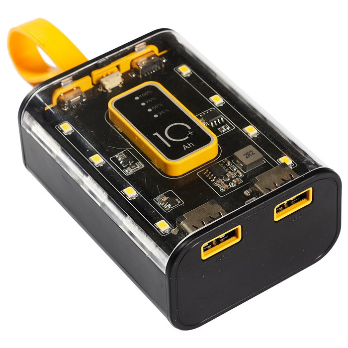 Be Mix Batería Portátil 10000 mAh Power Bank - 3 Salidas, 2 USB + USB-C, Luz LED COB, Compatible iPhone iPad iPod, Batería de Litio