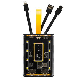 Be Mix Batería Portátil 10000 mAh Power Bank - 3 Salidas, 2 USB + USB-C, Luz LED COB, Compatible iPhone iPad iPod, Batería de Litio